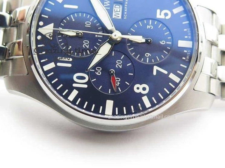 MIROTIME 0808 UrbanChic Pilot Chrono 2016 IW377714 ZF 1:1 Best Edition Blue Dial On SS Bracelet A7750 V 7272